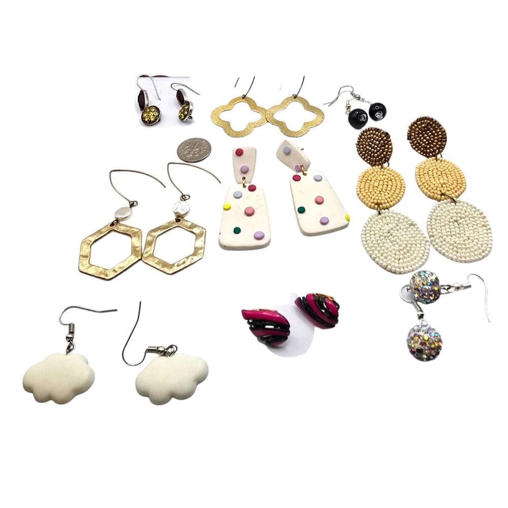 Lot of 6 Pairs Earrings Various Designs Multicolor For Wear Repurpose SKU3155
